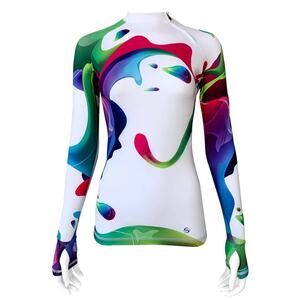 Long Sleeve Rash Guard Womens Medium Platinum Sun Protection UPF 30 Surf